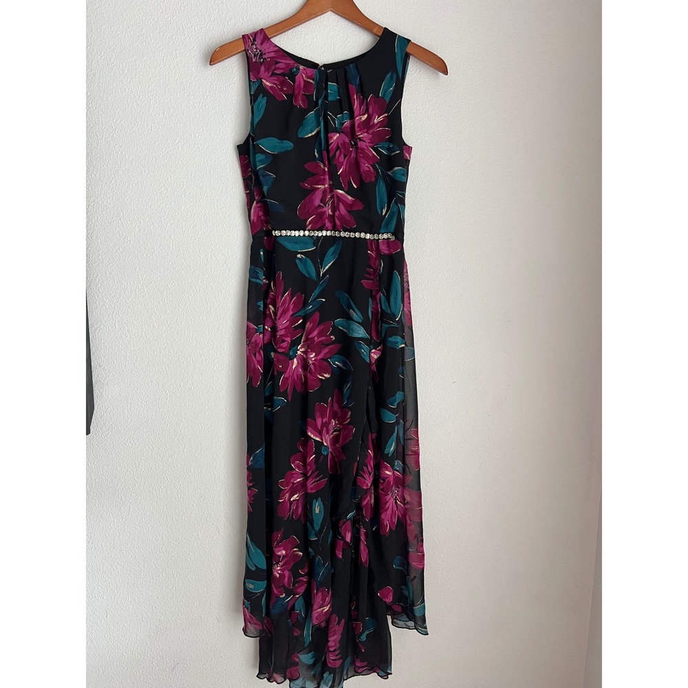 Alexa B‎ Nites Floral Maxi Dress Black Purple Teal Sleeveless Party